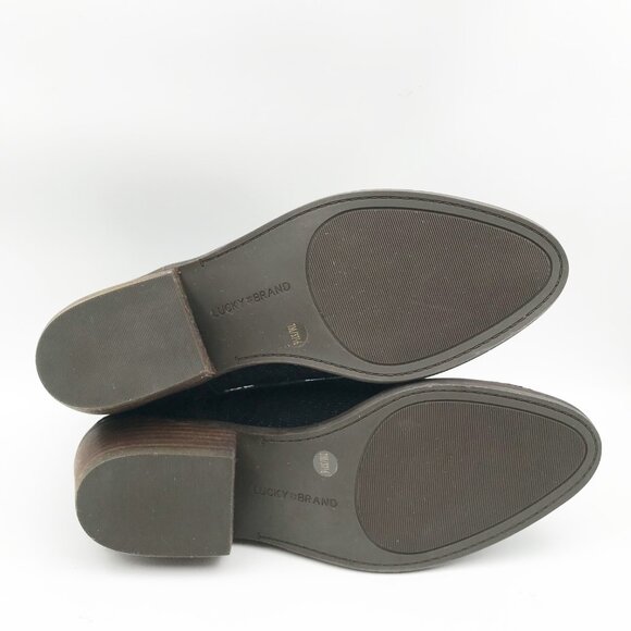 LUCKY BRAND Black Suede Block Heel Ankle Booties Womens 7 Western Boots - Picture 8 of 8